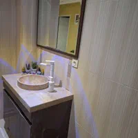 روشویی سنگی با آیینه وکابین پیویسی|لوازم سرویس بهداشتی|گرمسار, |دیوار