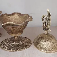 قندان برنز اصل قدیمی تزئینی دکوری|صنایع دستی و سایر لوازم تزئینی|قم, بنیاد|دیوار