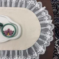 رانر و زیر بشقابی و رومیزی های دور تور دار جهیزیه