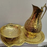 ست سه تیکه پارچ سینی و جام طلایی سنتی