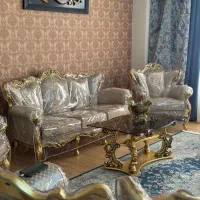 مبل استیل ۹ نفره +میز نهارخوری ۸ نفره چوب راش