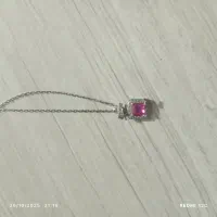 گردنبند یاقوت صورتی پنقره ودور جواهر زنانه