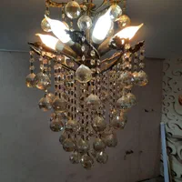 لوستر برنزی ۳ عدد با گوی کریستال