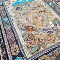 فرش اصیل شکارگاه سنتی ۱۲۰۰شانه دستبافتگونه