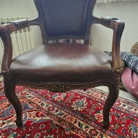 مبلمان آنتیک ۷ نفره چوب راش و چرمی|مبلمان خانگی و میز عسلی|لواسان, |دیوار