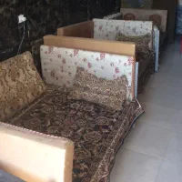 دوعدد تخت چهار نفره آهنی مخصوص کافه باغ رستوران