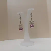 گوشواره ملیله نقره نگین گُلبهی سنتتیک کد ۵۵۱