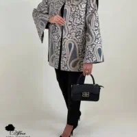 مانتو کتی مزونی مخمل ترمه دوزی مدل بته جقه