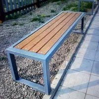 نیمکت پایه فلزی رویه چرم و چوب