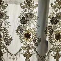 پرده گل برجسته توری