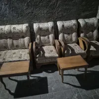 مبل ۸نفره باابره وپارچه رویه باچوب گردو