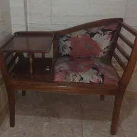 میز تلفن نشیمندار تمام چوب