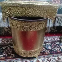 سطل اشغال و دستمال کاغذی طلایی