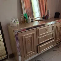 سرویس خواب دو نفره  با دراور  و آینه و دوتا گل میز|تخت و سرویس خواب|دزفول, |دیوار