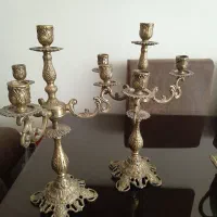 یک جفت شمعدان ۴ شاخه برنز