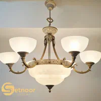 ست ۷ پارچه لوسترهای لوکس تمام برنز با حباب یدک