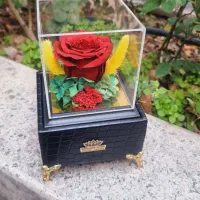 باکس چرمی موزیکال گل رز جاودان اسپیناس رز کد ۹۳