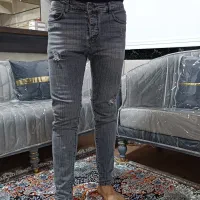 شلوار جین مردانه پا خور شیک رنگ خاکی سایز 34
