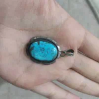 پلاک نقره به همراه سنگ فیروزه