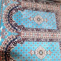 فرش سجاده مسجدی کاربنی و ابی روشن ابی تیره