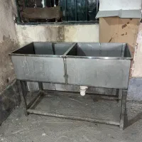 سینک صنعتی‌ دو لگن تمام استیل