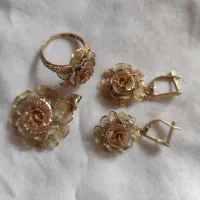 نیم ست طلا طرح رزگل