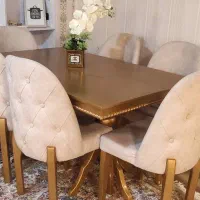 میزناهارخوری ۶ نفره طلایی طرح چستر (با تخفیف ویژه)|میز و صندلی غذاخوری|بستان آباد, |دیوار