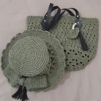 ست کیف و کلاه رافیا بهاره ( حصیری)