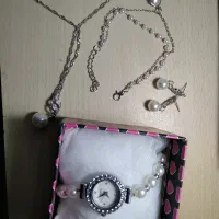 ساعت زنانه مرواریدی بند کرواتی+ست هدیه|ساعت|شیروان (خراسان), |دیوار