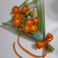 دسته گل جاودان(بافتنی)|گل مصنوعی|قم, امامزاده ابراهیم|دیوار