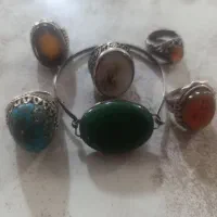 ۵ انگشتر نقره اصل|جواهرات|قائم‌شهر, |دیوار