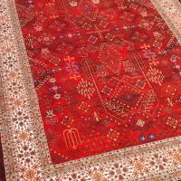 فرش ابریشمی طرح دستباف نقشه سلطان آباد قرمز