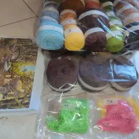 نخ و نقشه دو کلبه منظره آماده بافت تابلودستباف|تابلو فرش|رباط‌کریم, رباط‌کریم|دیوار