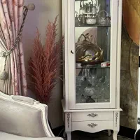 ویترین سفید تمام چوب با دوکشو