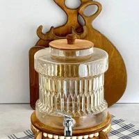 کلمند شیشه ای پایه چوب مهره ای