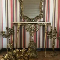 آینه و شمعدان ساعت برنجی