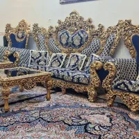 مبل ۹نفره باچهار عددمیز و۶عددکوسن ویک جلومبلی|مبلمان خانگی و میز عسلی|باقرشهر, |دیوار