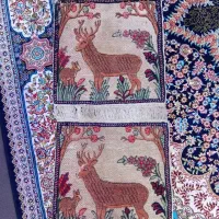 تابلوفرش دسبافت قدیمی ساعت روصندلی ابریشم قدیمی