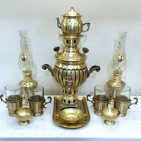 ست ۱۲تیکه سماور زغالی برنجی ذغالی