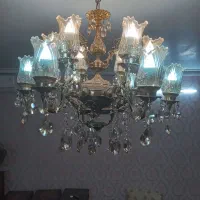 لوسترتمام برنزشش شاخه دوازده شعله تمیز سالم درحدنو