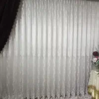 پرده حریر خامه دوزی به همراه دستک مخمل قیطان دوزی