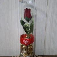 شیشه رز ۳۰سانتی با گل خارجی مخمل فقط ۵۰