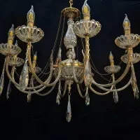 لوستر کریستالی ۸ شاخه مدل لئون جنس برنجی برنزی