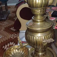 سماور  آنتیک باسرویس کامل قوری ،سینی ،پارچ ،کاسه