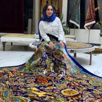 فرش‌‌‌شکار‌گاه‌گل‌ابریشم‌‌گالری‌فرش‌قصر‌ایرانی