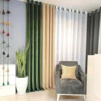 پرده ساده و طرح دار پذیرایی و اتاق خواب