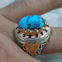 انگشتر نقره فیروزه نیشابوری و زمرد پنجشیر افغان|جواهرات|مشهد, حجاب (شهرک غرب)|دیوار
