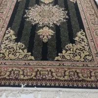 یک جفت قالی ابریشمی مشکی طلایی سالم|فرش|اهواز, رسالت|دیوار