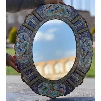 آینه دکوراتیو خاتم کاری با قاب مینیاتور 50در60