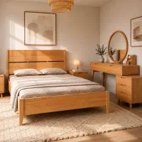 سرویس خواب تمام چوب روکش طبیعی راش